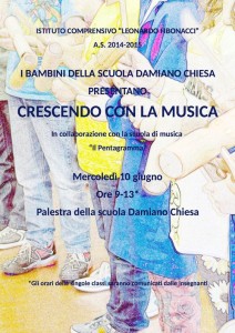 Locandina progetto "Crescendo con la Musica" Damiano Chiesa